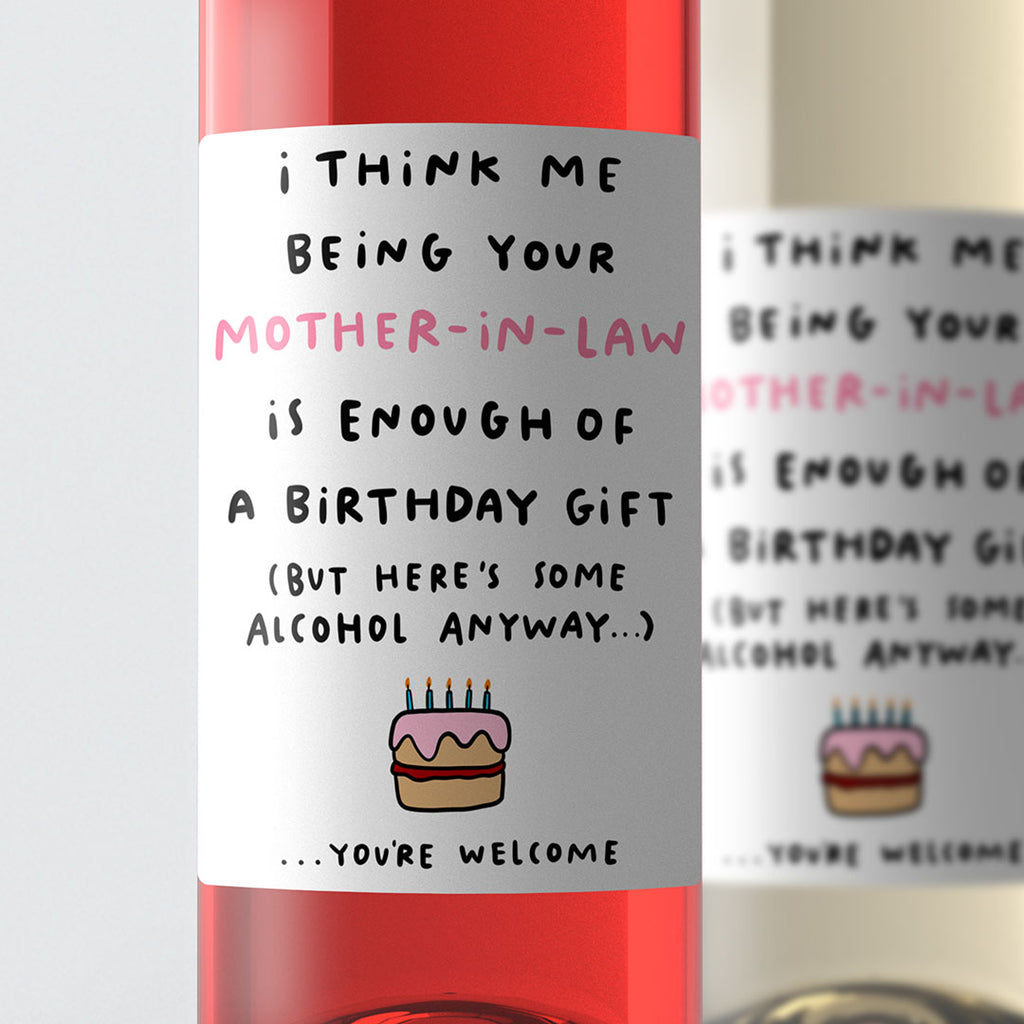 Mother-in-Law Enough Birthday Wine Label