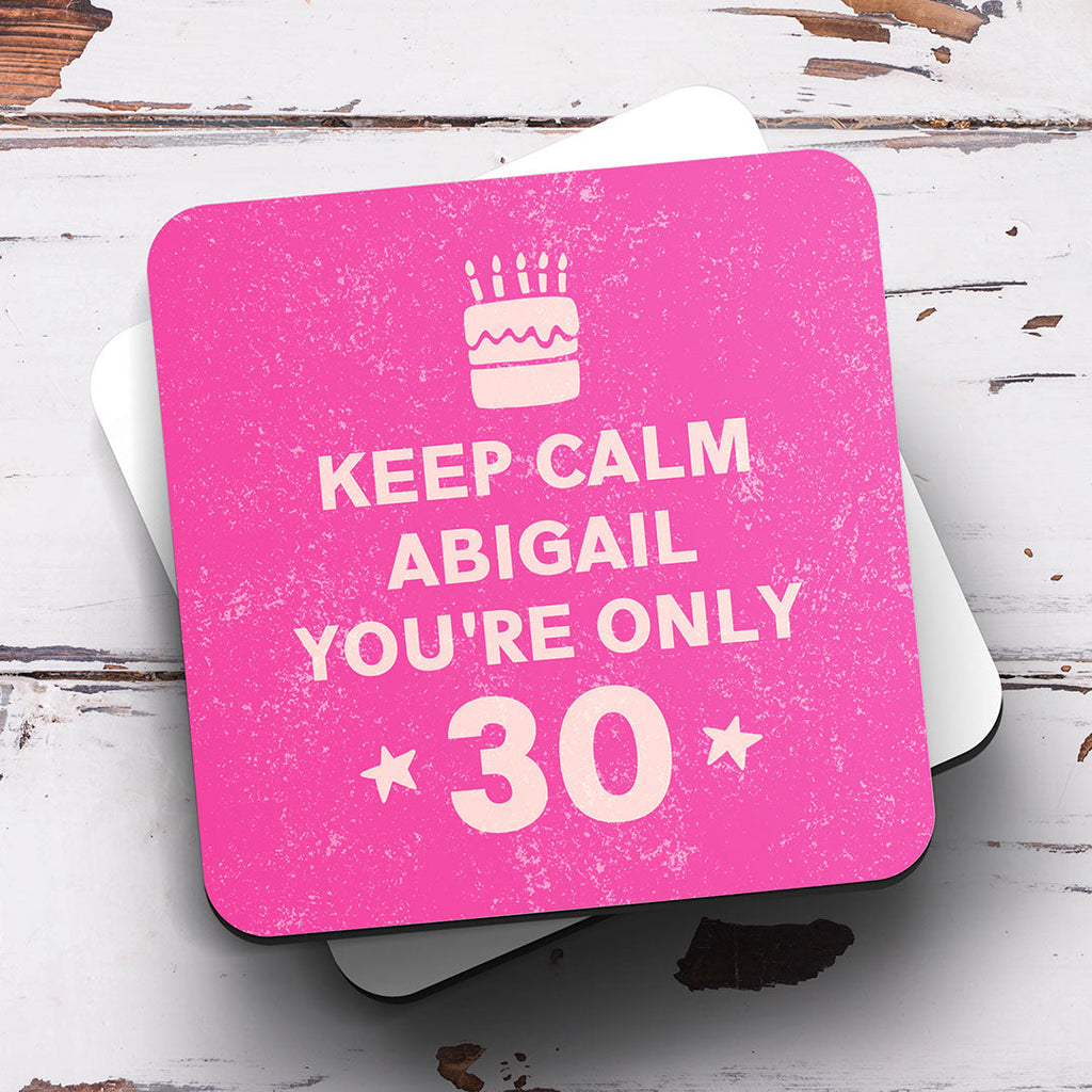 Personalised Birthday Coaster - Keep Calm Pink