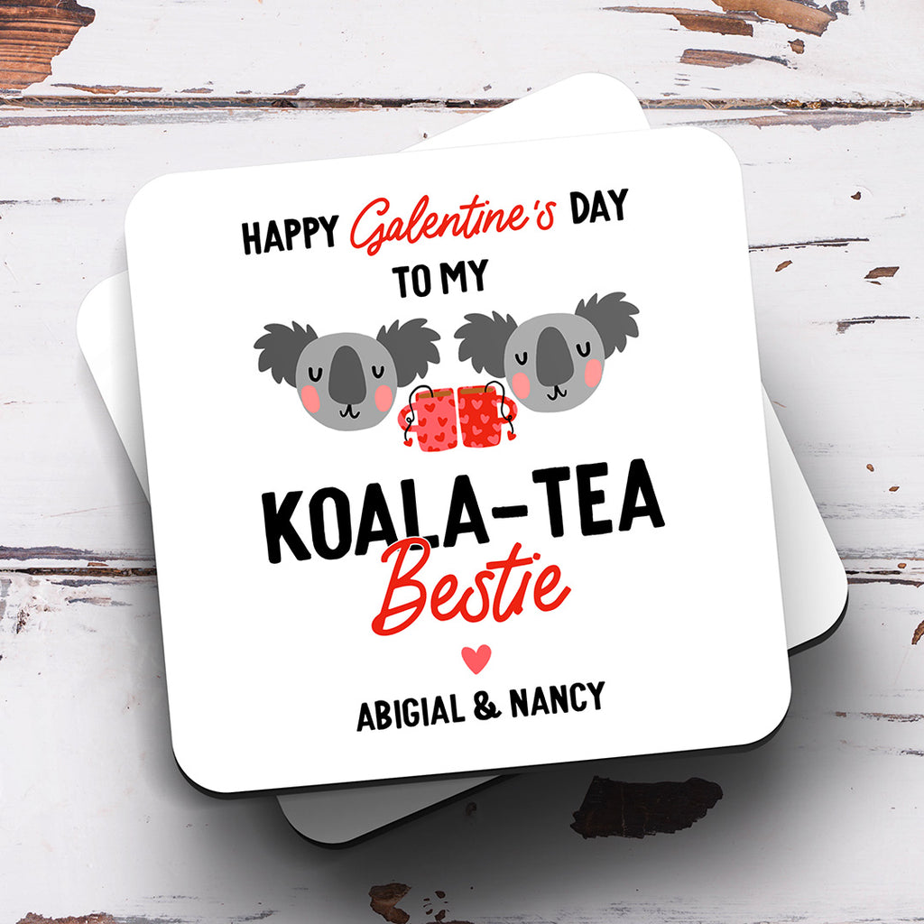 Personalised Coaster - Koala Tea Galentine