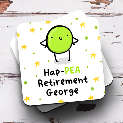 Personalised Coaster - Hap-PEA Retirement - Arrow Gift Co