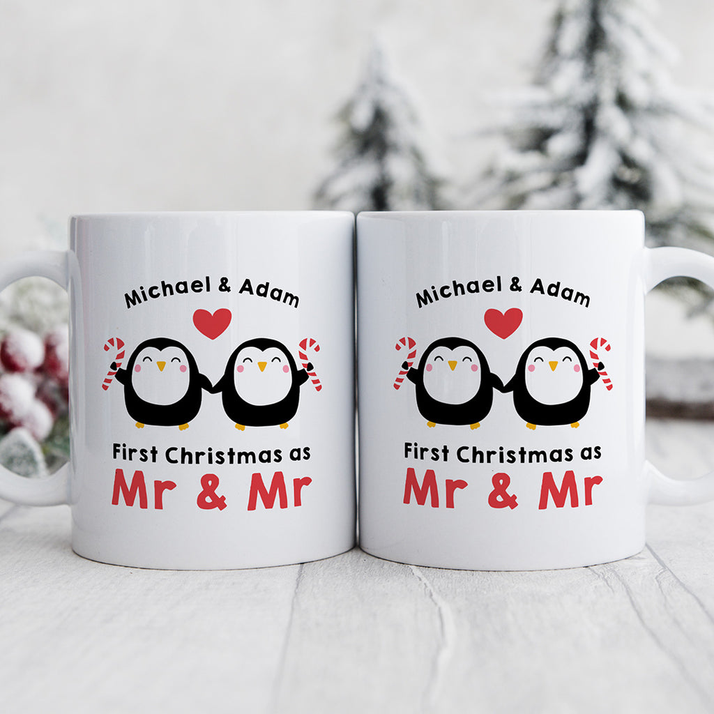 Personalised Set Of 2 Mugs - First Christmas Married