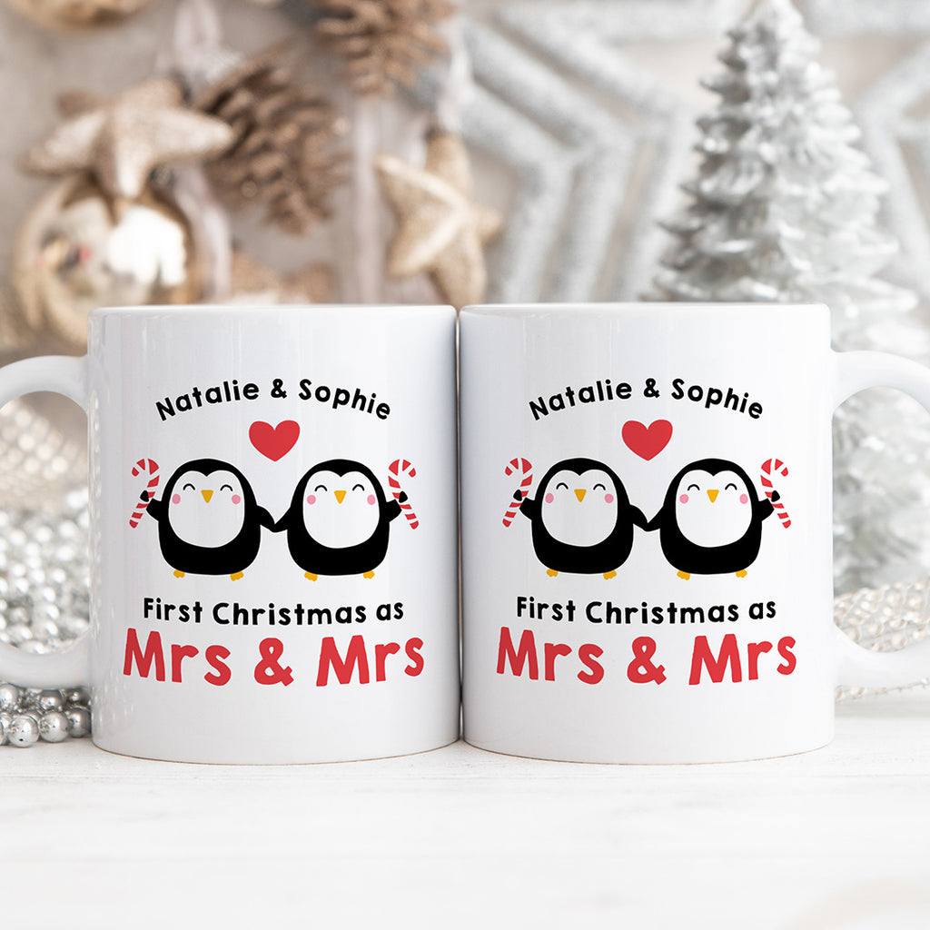 Personalised Set Of 2 Mugs - First Christmas Married