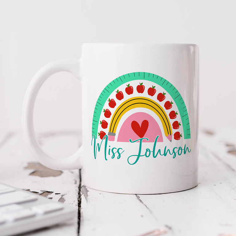 Personalised Teacher Mug - Apple Rainbow