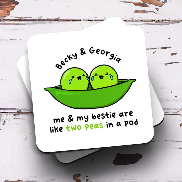 Two Peas Bestie Personalised Coaster