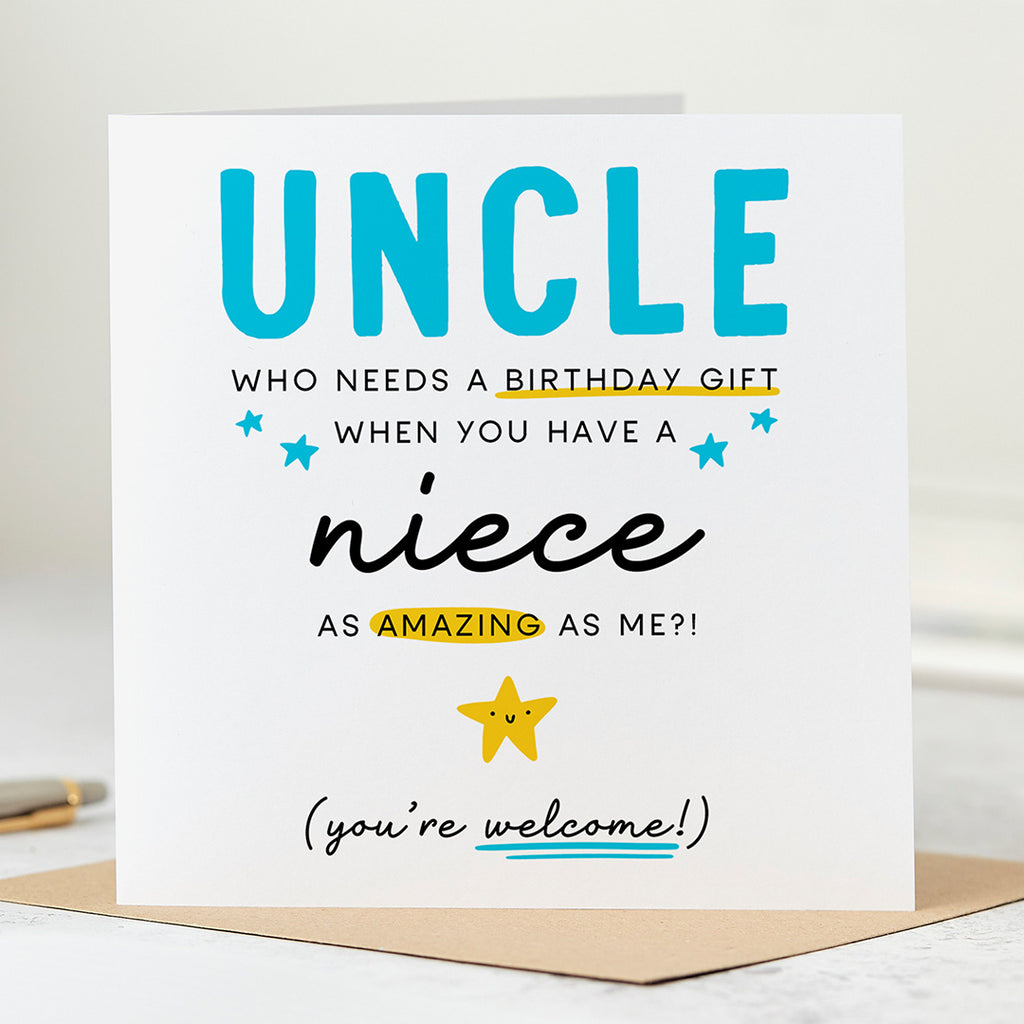 Uncle Birthday Card - From Amazing Niece